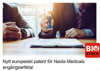 CEO Hanna Sjöström kommenterar det nya europeiska patentet för Neola Medicals engångsartiklar i ny artikel av BioStock
