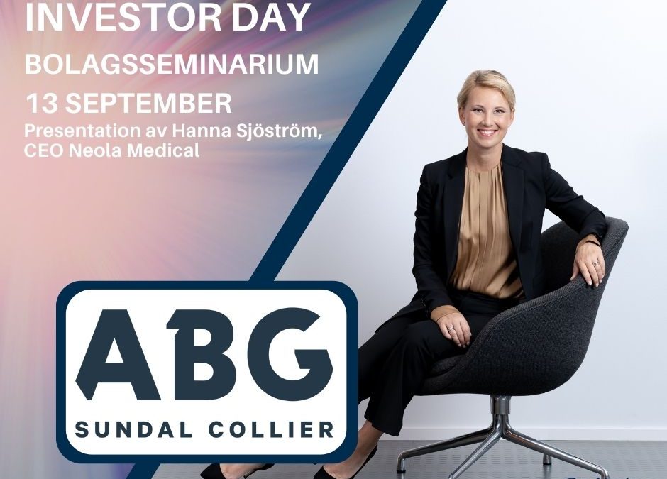Neola Medicals vd Hanna Sjöström presenterar på ABG Sundal Colliers bolagsseminarium Investor Day den 13 september
